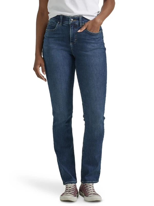 Lee Women's Ultra Lux Comfort with Flex Motion Straight Leg Jean, Greet The Day, 16 Short