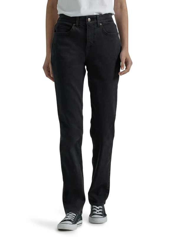 Lee Women's Ultra Lux Comfort with Flex Motion Straight Leg Jean, Midnight Bloom, 14
