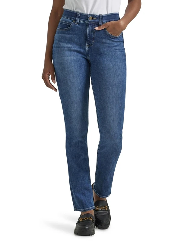 Lee Women's Ultra Lux Comfort with Flex Motion Straight Leg Jean, Cobalt Sheen, 6 US