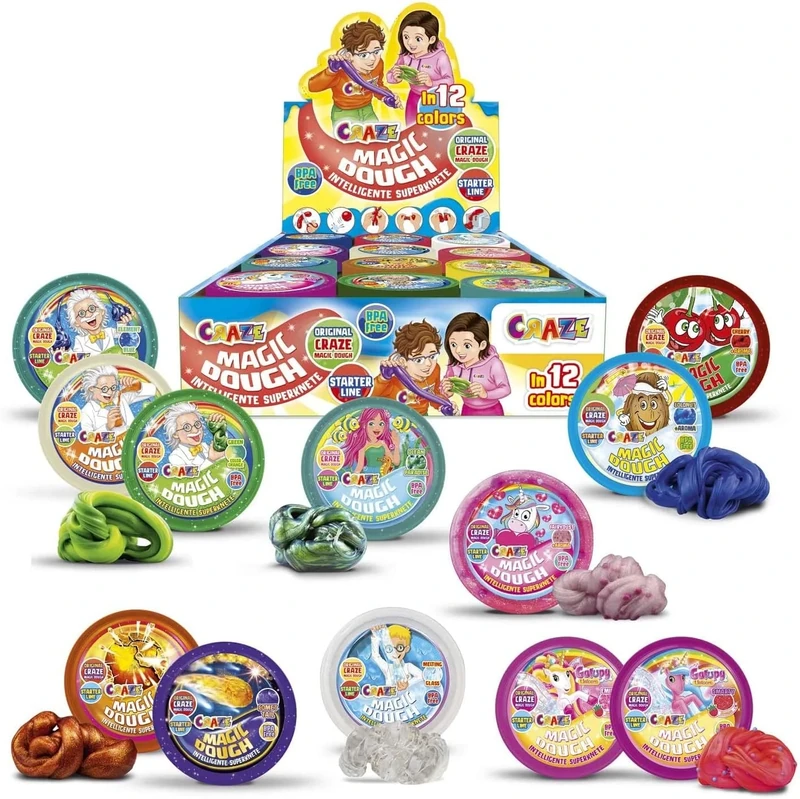 CRAZE Magic Dough 15407 Children's Clay Complete Box with 24 x 15 g Magic Modelling Clay Selection of Colours 24 x 15 g Colour Mix