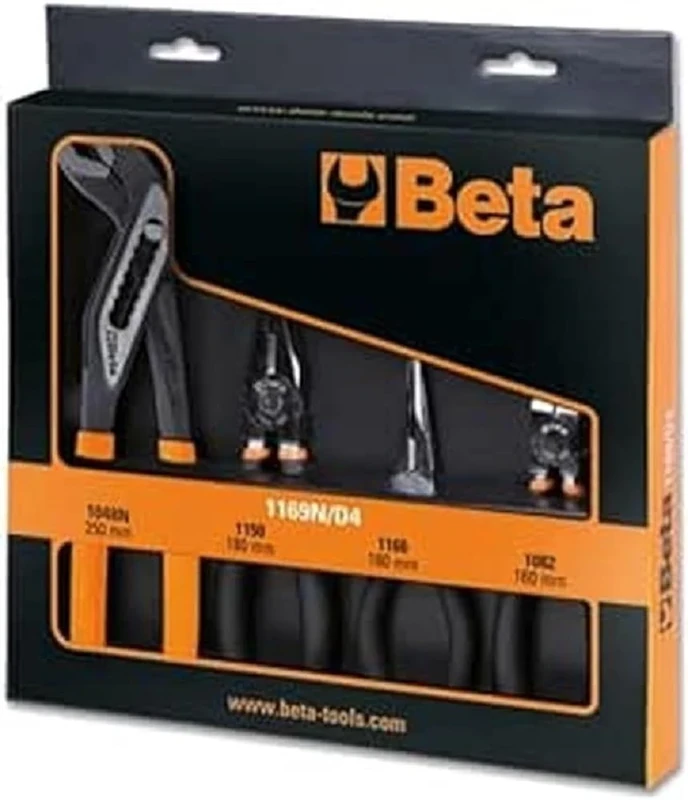 Beta 1169N/D4 Pliers Set of 1 Large Effect Universal Pliers, 1 Long Nose Pliers, 1 Chrome Cutters and 1 Phosphated Closed Hinge Pliers