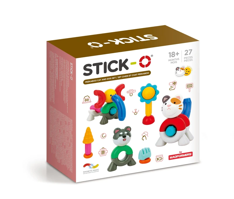 Stick-O Peek-A-Boo Dog And Cat Magnetic Building Blocks Toy | For Boys And Girls Aged From 18 months | Education STEM Toy For Children