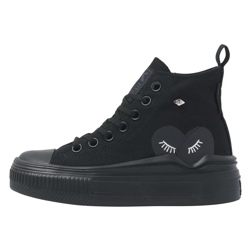 British Knights Women's Kaya Flow Mid Sneaker, Black Heart Black, 6 UK