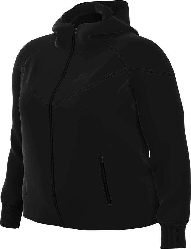 NIKE FB8338-010 W NSW TCH FLC WR FZ HDY Sweatshirt Women's BLACK/BLACK Size XS