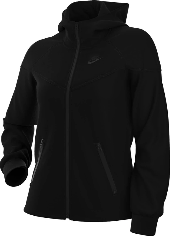 NIKE FB8338-010 W NSW TCH FLC WR FZ HDY Sweatshirt Women's BLACK/BLACK Size M