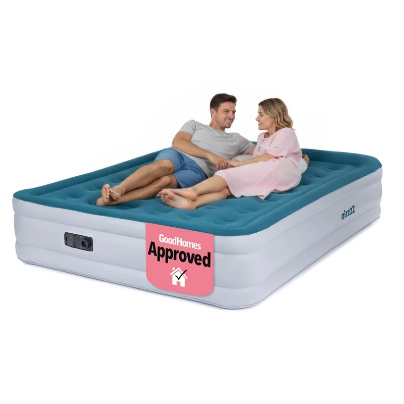airzzZ SlumberPlus Air Bed - High Raise Flocked Non Slip Mattress - Quick Self Inflation & Deflation - Inbuilt Pump - Camping,Hiking, Caravan, Guest Bed - Comes With Carry Bag (Slumber Plus Double)