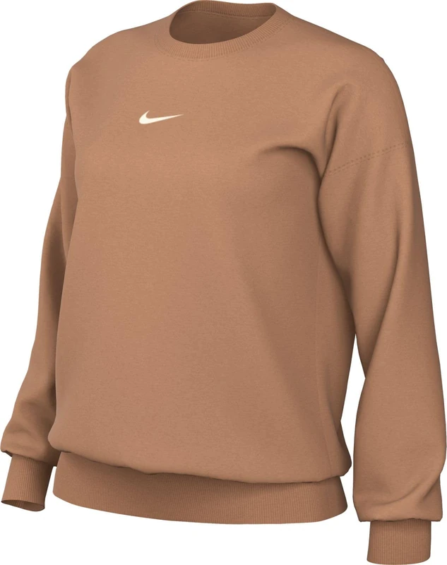 NIKE DQ5733-225 W NSW PHNX FLC OS CREW Sweatshirt Women's AMBER BROWN/SAIL Size 2XS