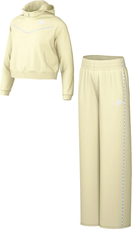 NIKE FD2948-113 G NSW HR TRACKSUIT HD FZ Jacket Girl's COCONUT MILK/COCONUT MILK/WHITE/WHI Size XL
