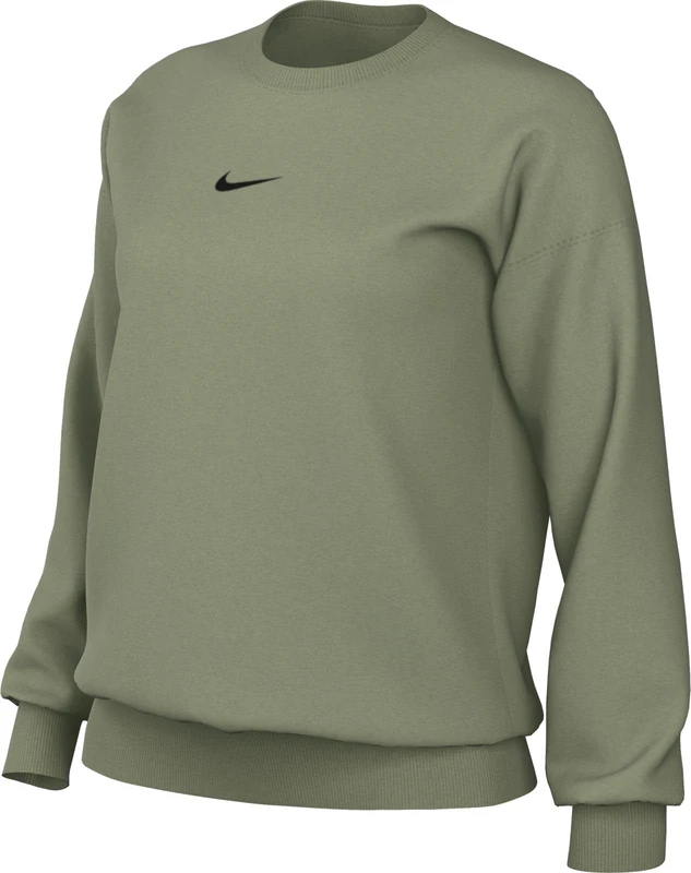NIKE DQ5733-386 W NSW PHNX FLC OS CREW Sweatshirt Women's OIL GREEN/BLACK Size M-S