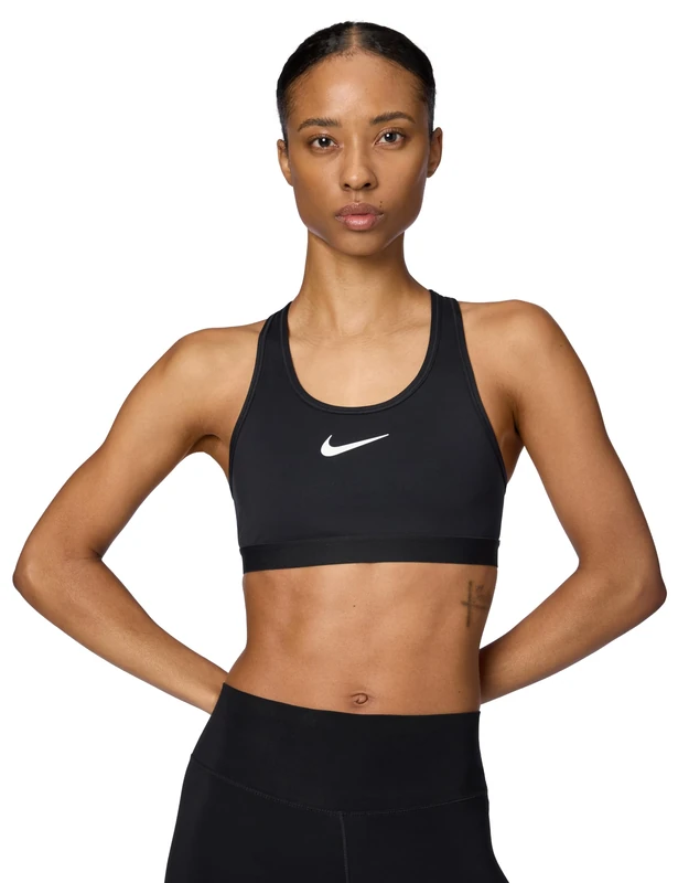 NIKE DX6815-010 W NK DF SWSH HGH SPT Bra Sports Bra Women's Black/Iron Grey/White Size 2XA-B