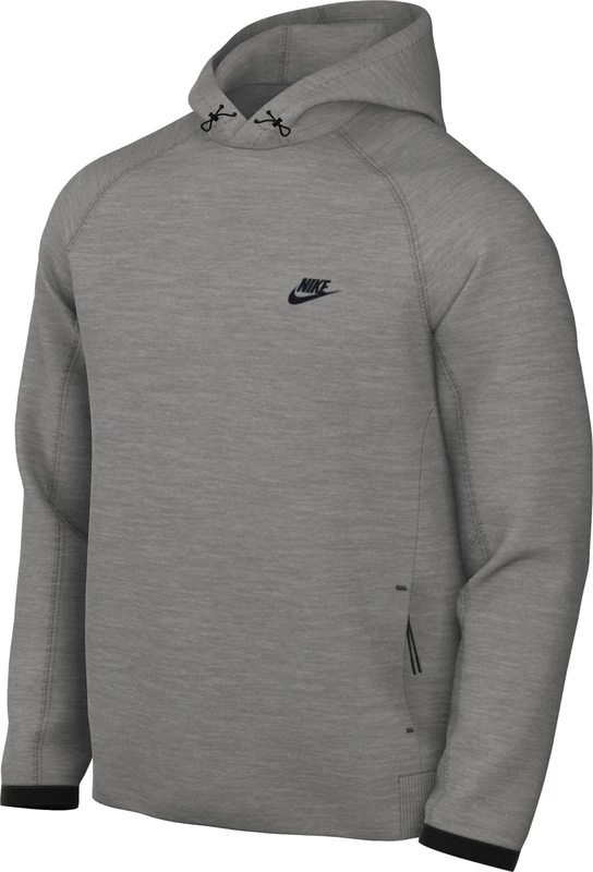 NIKE FB8016-063 M NK TCH FLC PO HOODIE Sweatshirt Men's DK GREY HEATHER/BLACK Size L
