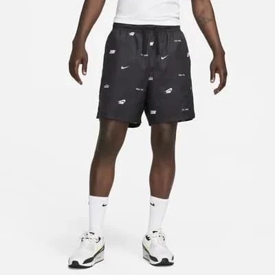 NIKE FB7440-010 M NK Club+ WVN Flow Short AOP Shorts Men's Black/White/White Size L