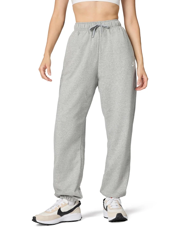 NIKE DQ5800-063 W NSW Club FLC MR OS Pant Pants Women's DK Grey Heather/White Size 2XL