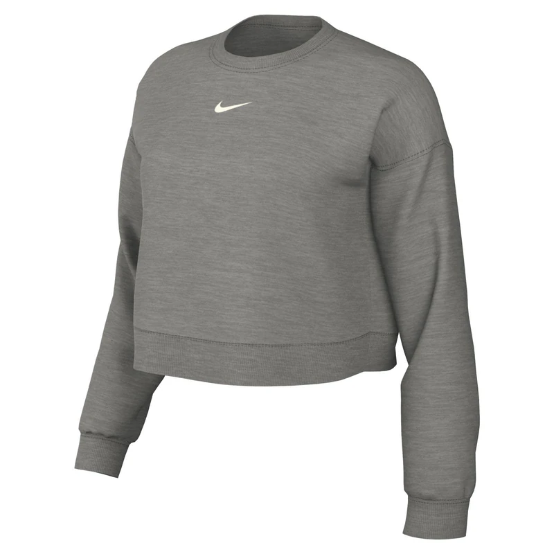 NIKE DQ5761-063 W NSW PHNX FLC OOS CREW Sweatshirt Women's DK GREY HEATHER/SAIL Size XS-T