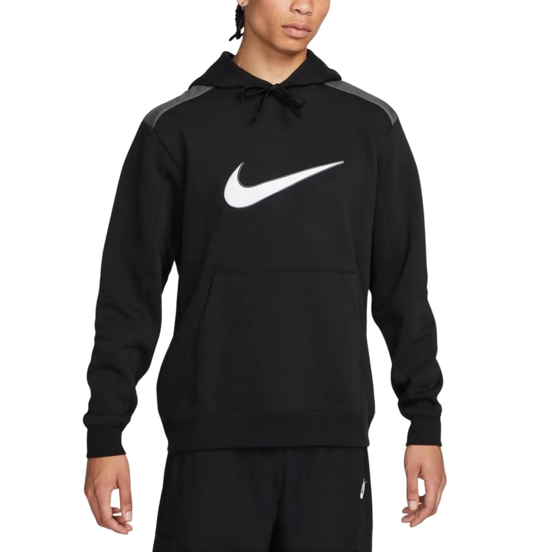 NIKE FN0247-010 M NSW SP FLC HOODIE BB Sweatshirt Men's BLACK/IRON GREY Size XS