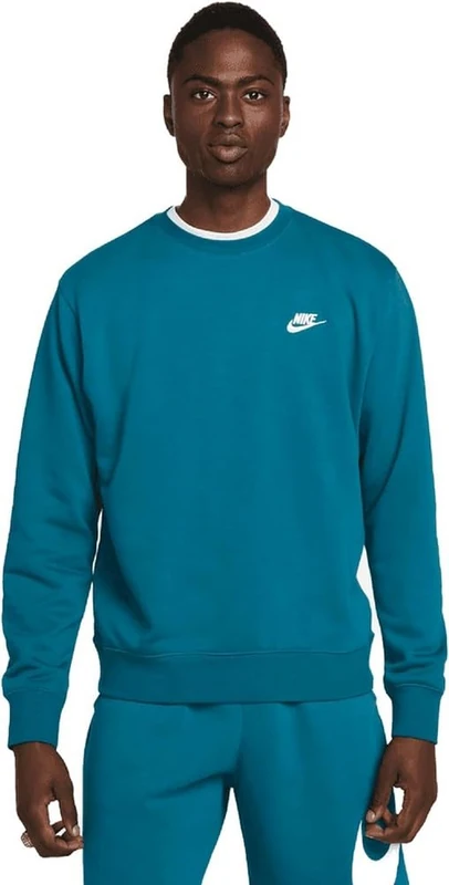 NIKE BV2662-381 M NSW CLUB CRW BB Sweatshirt Men's GEODE TEAL/WHITE Size 3XL