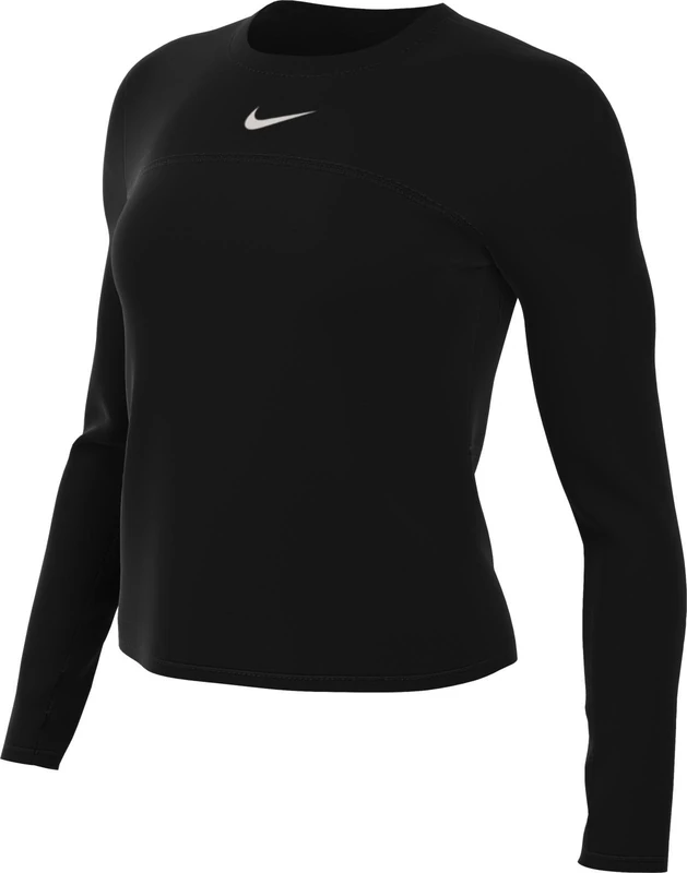 NIKE FB4297-010 W NK SWIFT ELMNT DF UV CRW TOP Sweatshirt Women's BLACK/REFLECTIVE SILV Size L