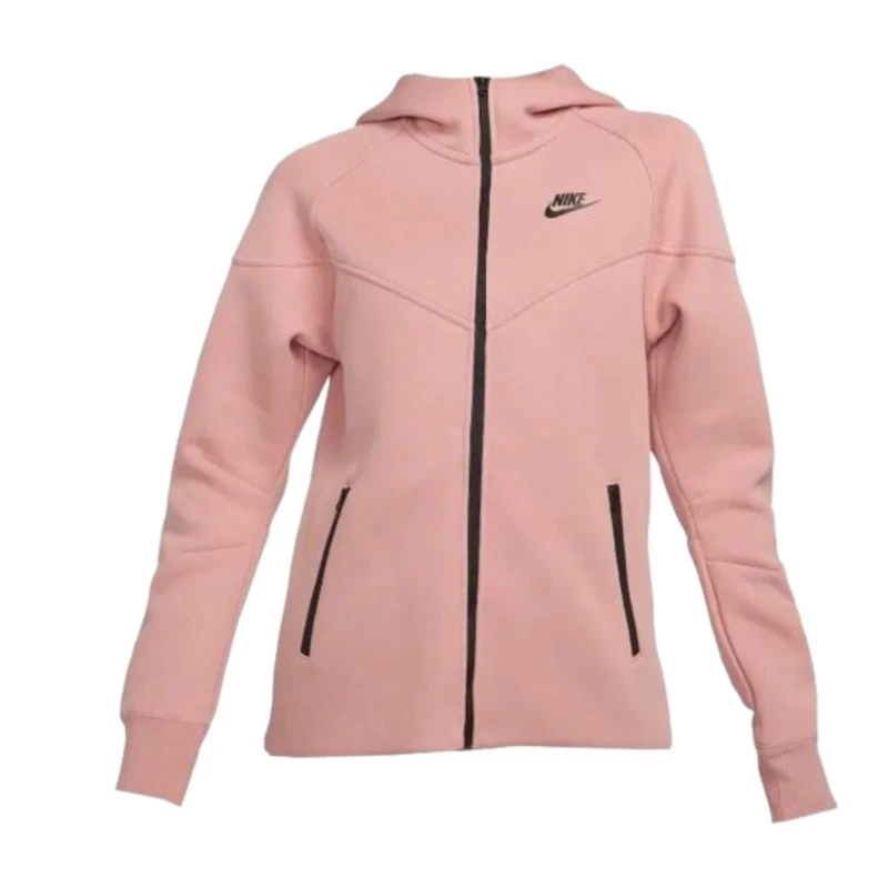 NIKE FB8338-618 W NSW TCH FLC WR FZ HDY Sweatshirt Women's RED STARDUST/BLACK Size M