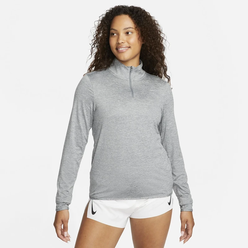 NIKE FB4316-084 W NK SWIFT ELMNT DF UV HZ TOP Sweatshirt Women's SMOKE GREY/LT SMOKE GREY/REFLECTIVE Size L
