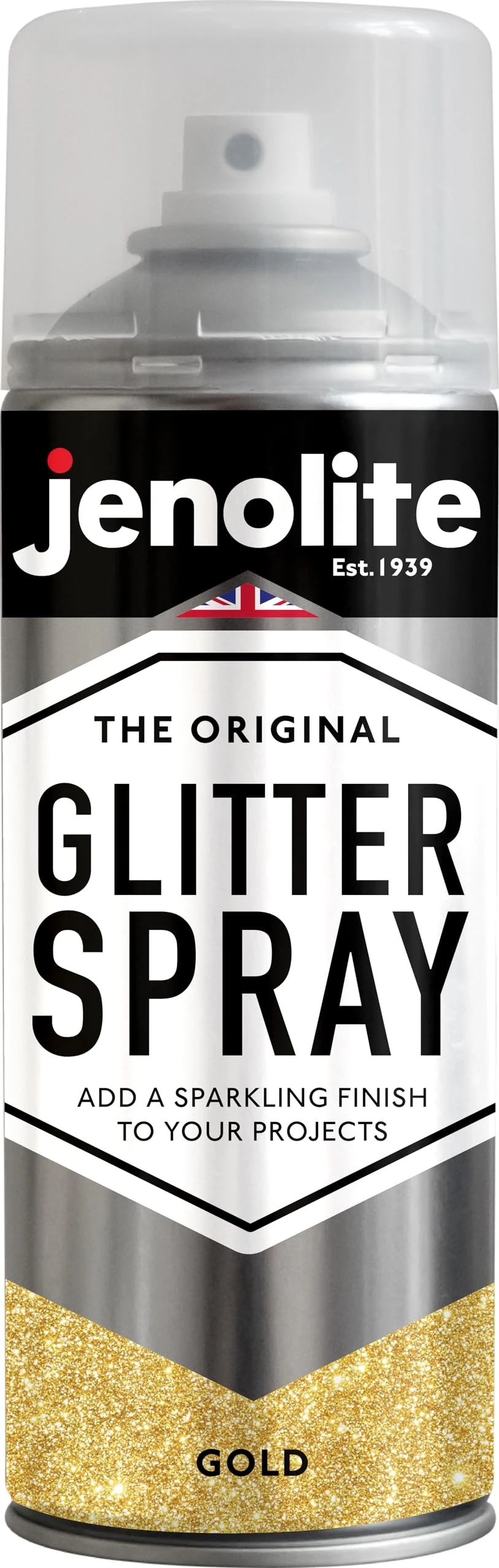 JENOLITE Glitter Spray Paint | GOLD | 400ml | Multi Surface Glitter Spray Paint | Ideal for Artistic Projects : Perfect for Picture Frames, Mirrors, Ornaments & Crafting