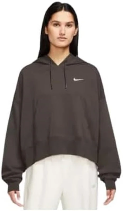NIKE DM6417-237 W NSW JRSY OS PO HOODIE Sweatshirt Women's BAROQUE BROWN/SAIL Size 2XL