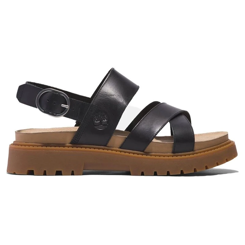 Timberland Clairemont Way-Crossover Strap Women's Sandal, Blk Full Grain, 5.5 UK