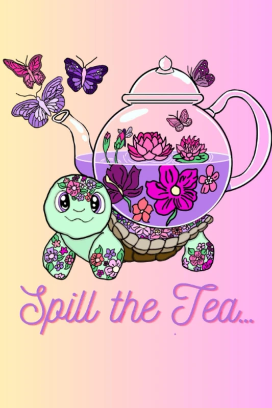 Spill the Tea: Cute Turtle Notebook - Image 1