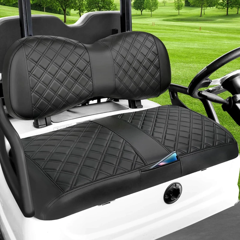 Yamaha Golf Cart Front Seat Cover For Drive G29 2007-2016 and 2017+ Drive 2 OEM Ordinary Seat Cushion,Concave and Convex Design Appearance, Thick Vinyl Leather Comfortable/Breathable/Anti-Fading