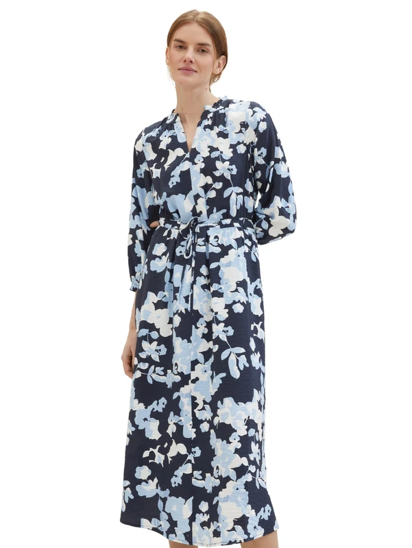 TOM TAILOR Women's Dress, 34757 - Blue Geometric Print, 6