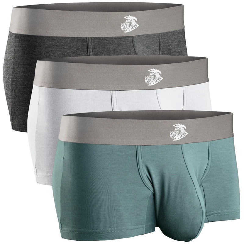 Real Men Bulge Enhancing Underwear 1 or 3 Pack 3-7 Inch, Ultra Soft Boxer Briefs Modal, Bulge Pouch Underwear, D Pouch 3 Pack- Slate Grey Dark Heather Grey White, S - Image 1