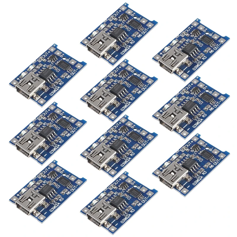 10Pcs 18650 Lithium Battery Charging Board TP4056 Mini USB Charging Board 5V 1A with Battery Protection Dual Functions TP4056 Lithium Charge Module