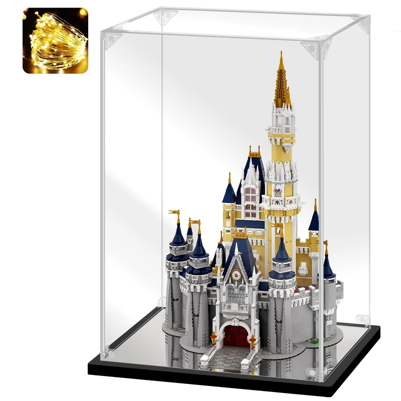 Instnovny Acrylic Display Case for Collectibles Assemble Display Box for Lego 71040 Castle Model Toys Clear Acrylic Case for Display Trophy Bearbrick Figures(Black,20.1*14.2*30.7 inch)
