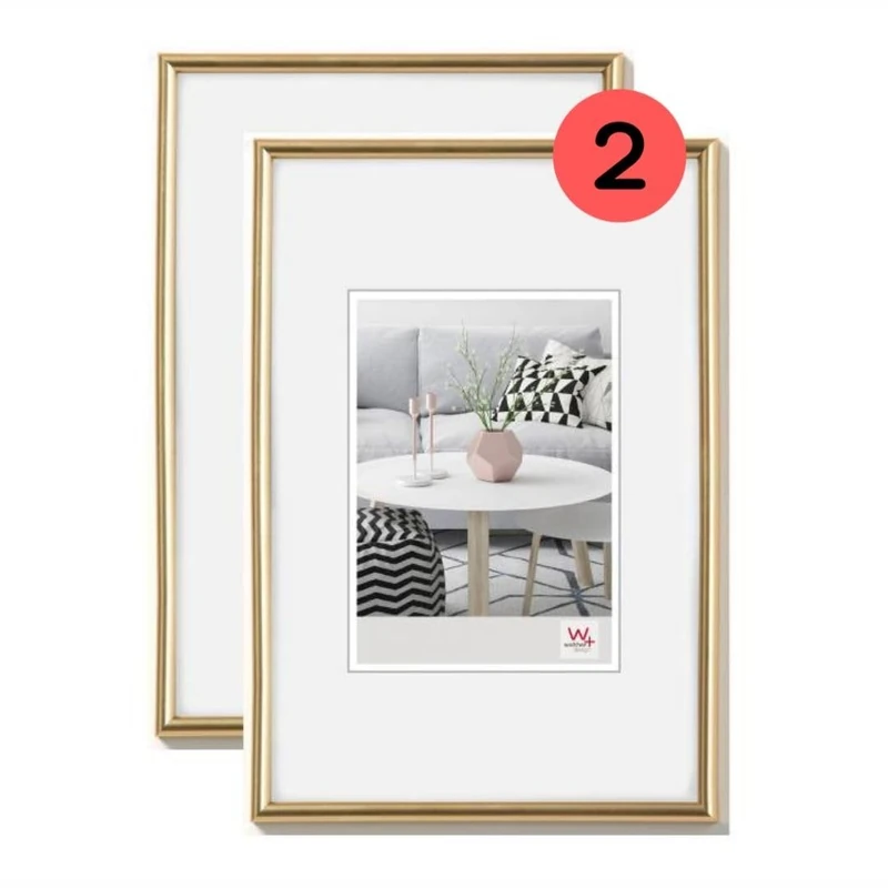 walther design KG460HD Galeria Picture Frame, Gold, 40 x 60 cm, Pack of 2, Plastic Frame