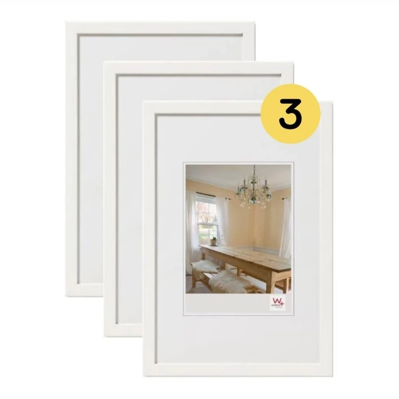 walther design BP460V3 Peppers Picture Frame, Polar White, 40 x 60 cm, Pack of 3, Wooden Frame