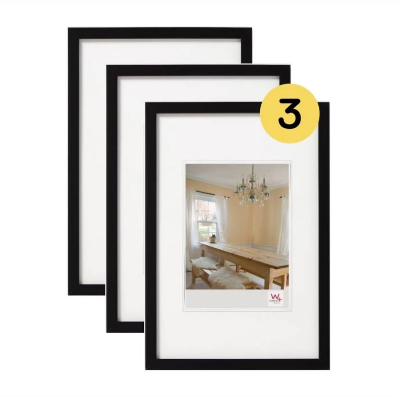 walther design BP430B3 Peppers Picture Frame, Black, 24 x 30 cm, Pack of 3, Wooden Frame