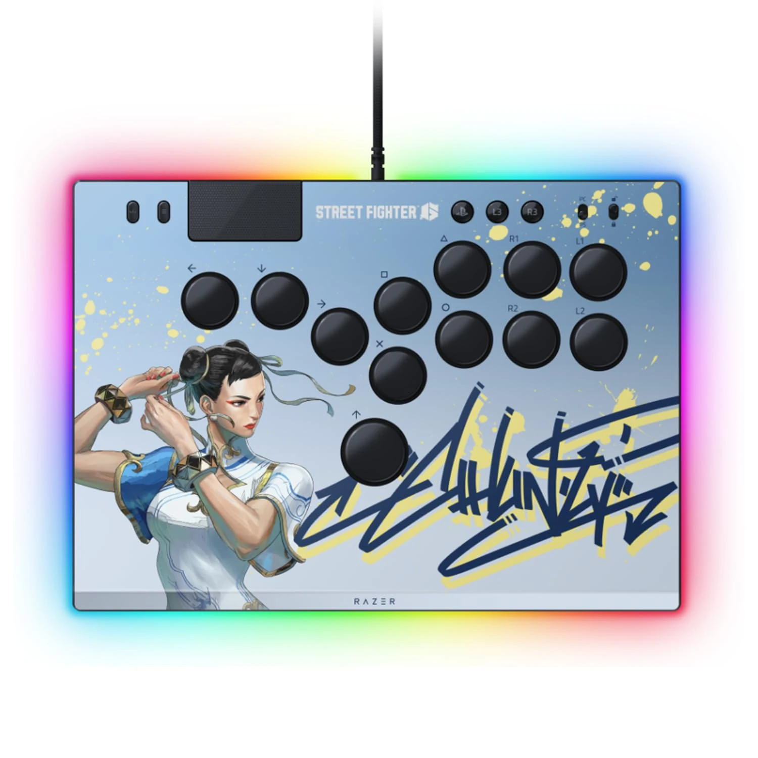 Razer Kitsune - All-Button Optical Arcade Controller for PS5 and PC (Precise Quad Movement Button Layout, Razer Low-profile Linear Optical Switches, Slim, Portable Form Factor) Chun-Li Ed.