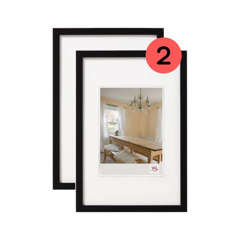 walther design BP045BD Peppers Picture Frame, Black, 30 x 45 cm, Pack of 2, Wooden Frame