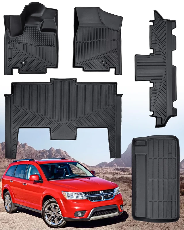 Heavy Duty All Weather Floor Mats 3 Row Cargo Liner for Dodge Grand Caravan 2008-2020 Waterproof Anti-Slip Rubber for 7 Seats Caravan SE/SXT/Crew Accessories 2019 2018 2017 2016 2015 2014 2013 2012