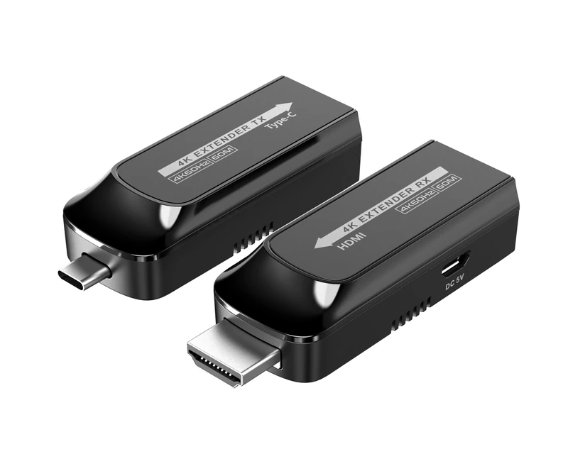 PremiumCord 4K USB-C to HDMI Extender over Cat5E/6/6A, UHD 4K 2160p 120Hz, Full HD 1080p, HDCP 1.4/2.2, HDR10, No Delay