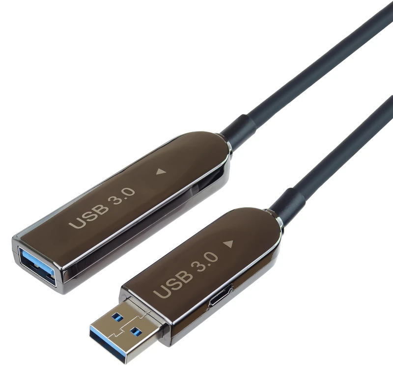 PremiumCord USB 3.2 Optical Extension Cable 7 m (AOC), USB Type A Fibre Optic Cable, Data Cable SuperSpeed up to 5 Gbit/s, Charging Cable, USB 3.2 Gen 1, Female to Male, 9Pin, Colour Black, Length 7 m - Image 1