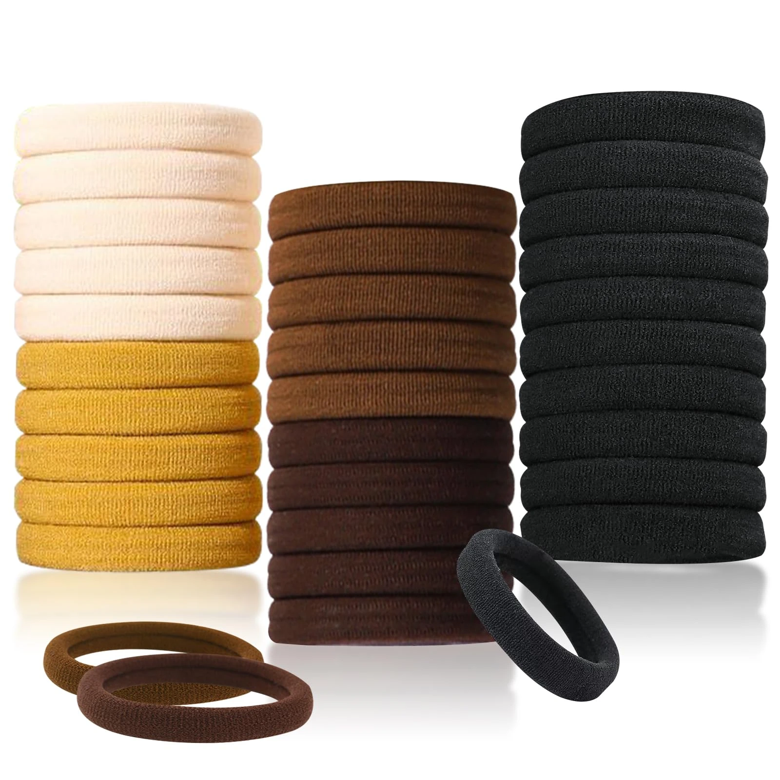 Sularpek 30 Pcs Elastic Hair Bands, Hair Bobbles for Girls, Soft Hair Ties No Damage, Strong Elastic Ponytail Holders Hair Accessories for Women Men Girls Kids