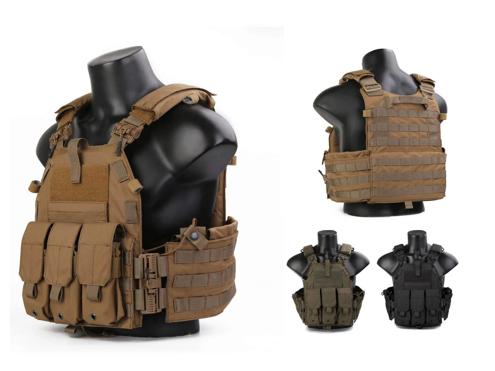 Elite Tribe Quick Release 094K Style Vest Camo Modular Chest Set for Airsoft Paintball Game (Coyote Brown)