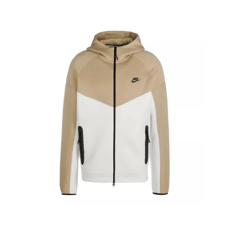 NIKE FB7921-121 M NK TCH FLC FZ WR HOODIE Sweatshirt Men's SUMMIT WHITE/KHAKI/BLACK Size XS