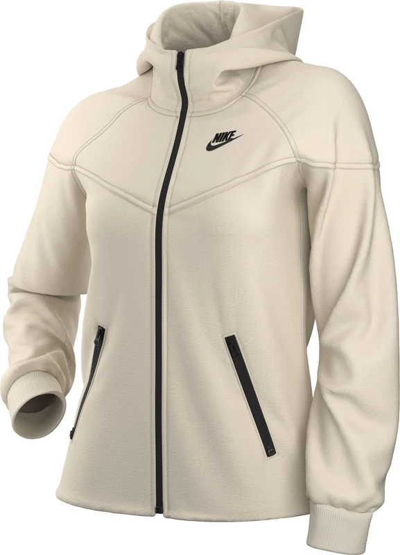 NIKE FB8338-110 W NSW TCH FLC WR FZ HDY Sweatshirt Women's PALE IVORY/BLACK Size S-T
