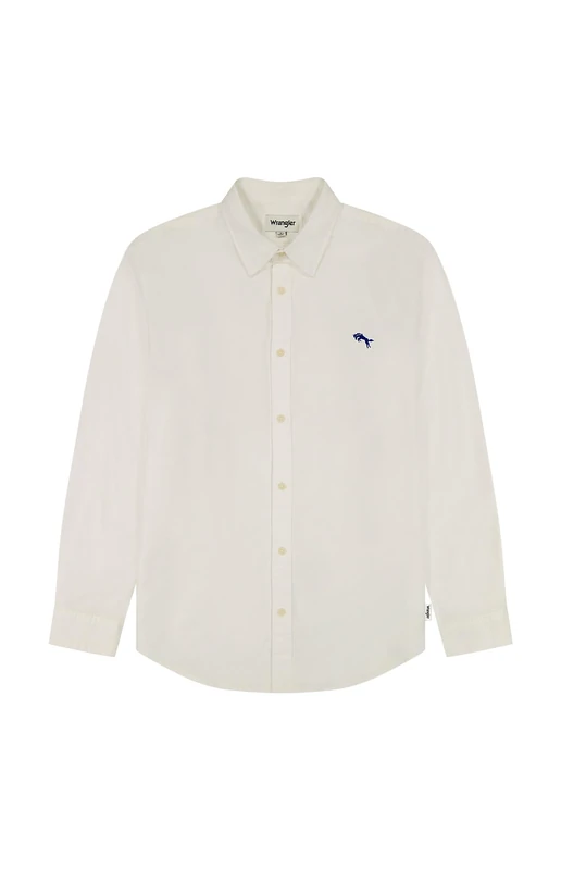 Wrangler Mens Ls 1 Pkt Shirt, White Oxford, XL UK