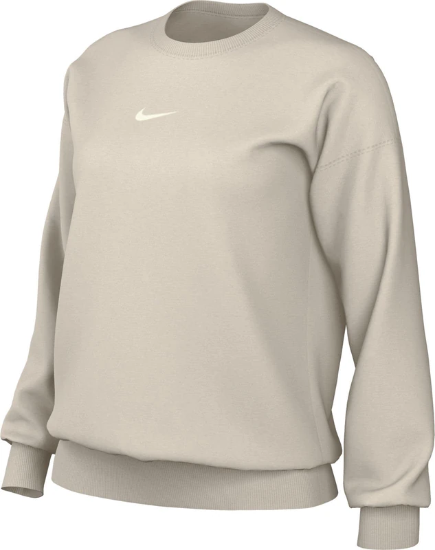 NIKE DQ5733-104 W NSW PHNX FLC OS CREW Sweatshirt Women's LT OREWOOD BRN/SAIL Size 2XL-T