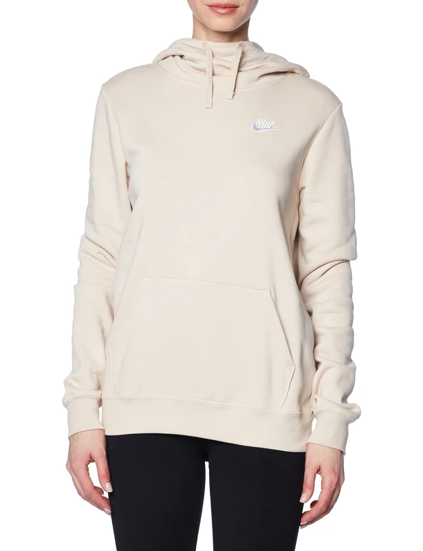 NIKE DQ5415-126 W NSW CLUB FLC FNL HOODIE STD Sweatshirt Women's SANDDRIFT/WHITE Size L