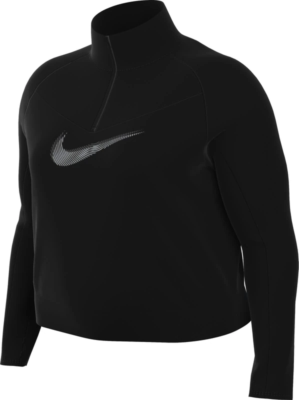 NIKE FB4689-010 W NK DF SWOOSH HBR HZ PACER Sweatshirt Women's BLACK/COOL GREY Size 3X
