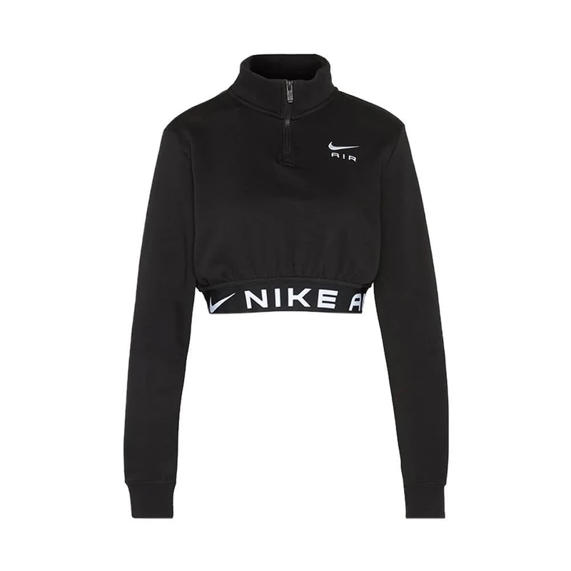 NIKE FB8067-010 W NSW AIR FLC TOP Sweatshirt Women's BLACK/WHITE Size M