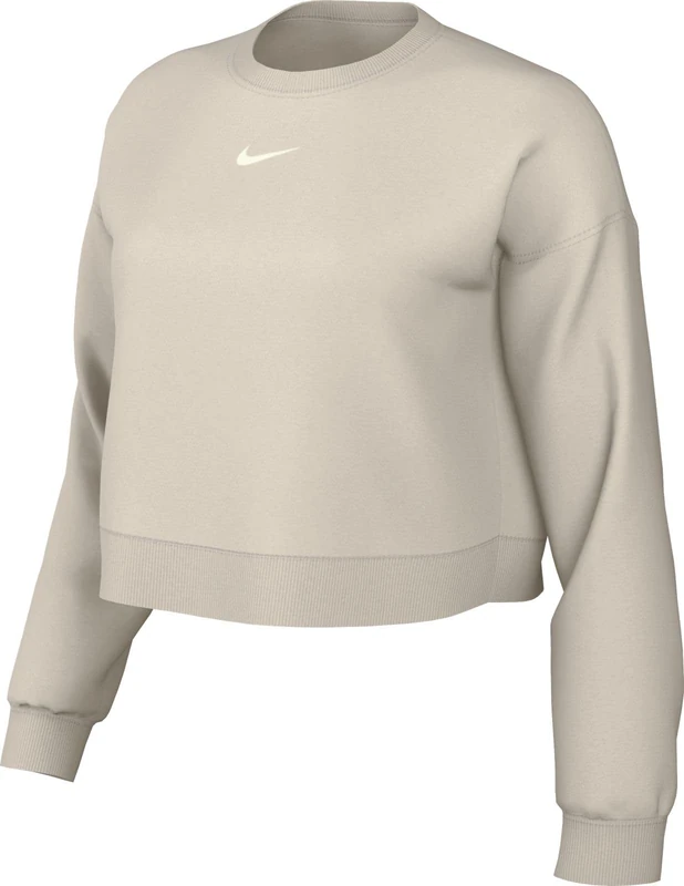 NIKE DQ5761-104 W NSW PHNX FLC OOS CREW Sweatshirt Women's LT OREWOOD BRN/SAIL Size S-S